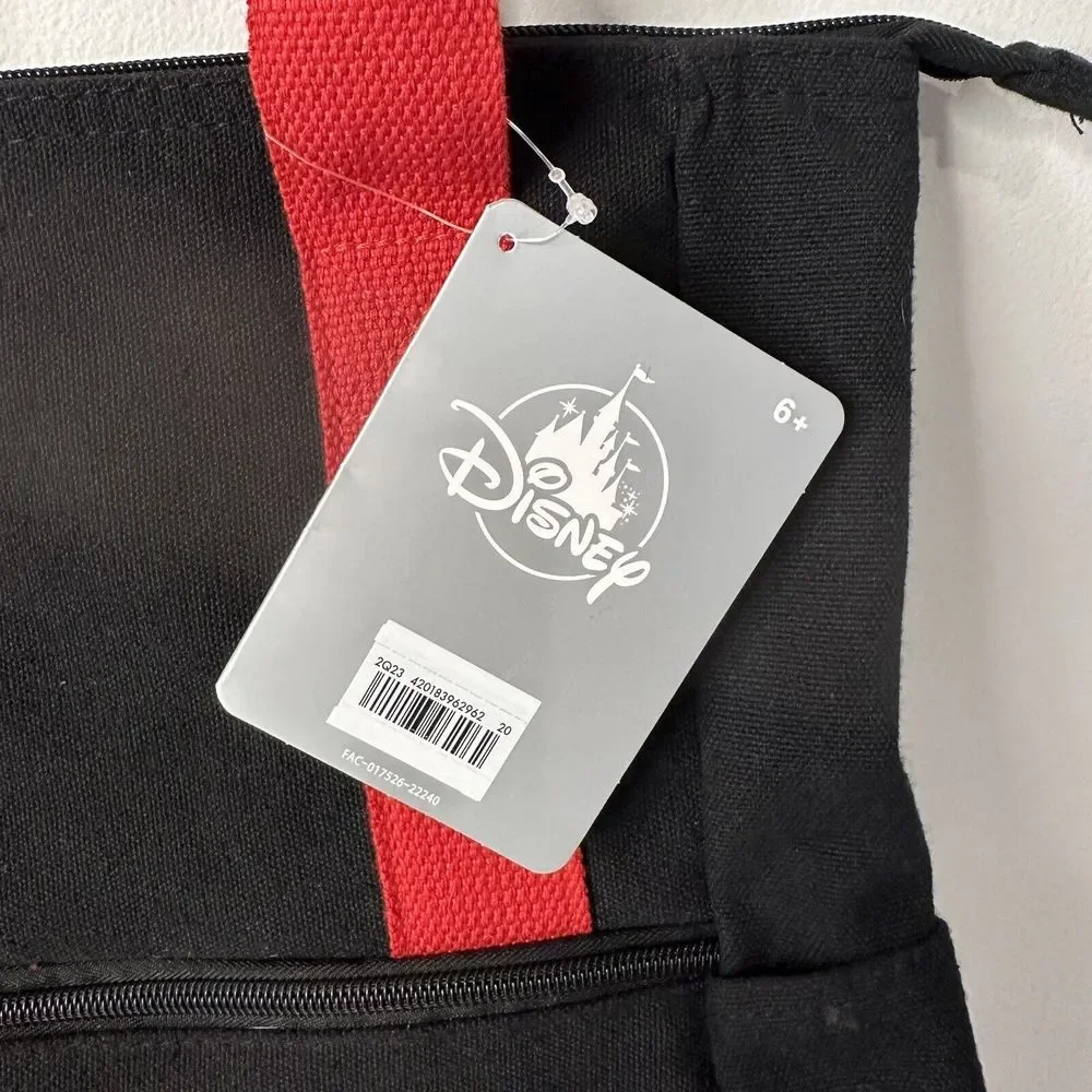 NWT Backpack Mickey Mouse￼￼Disney Parks New Black Canvas‎ Red Straps Very Cute